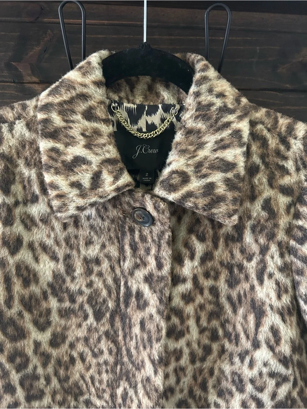 JCREW Brown Double Leopard Print Wool Coat H2734 Animal Print Women’s Size 2 - Picture 7 of 15